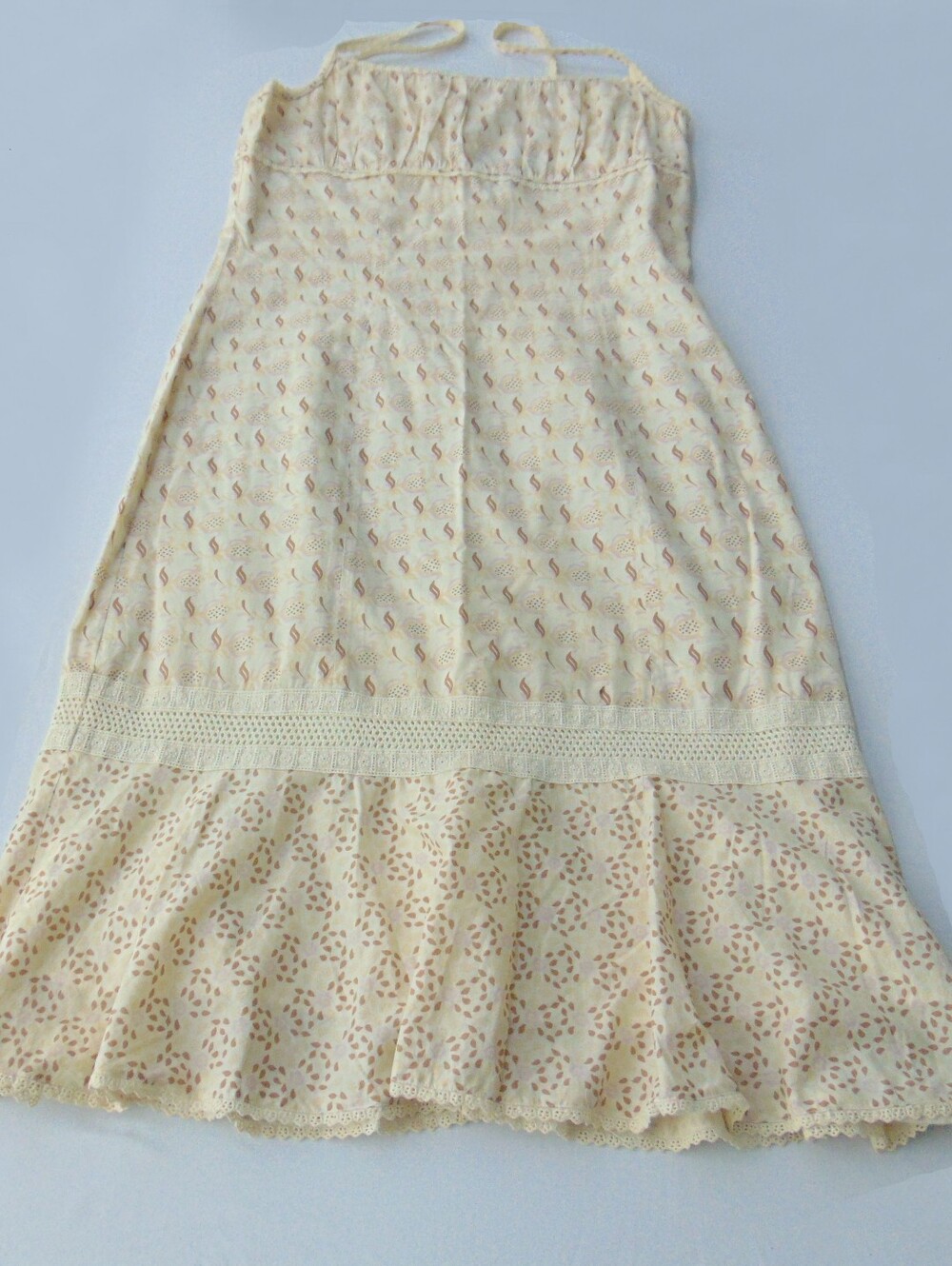 Express Cream Boho Halter Eyelet Lace Midi Dress